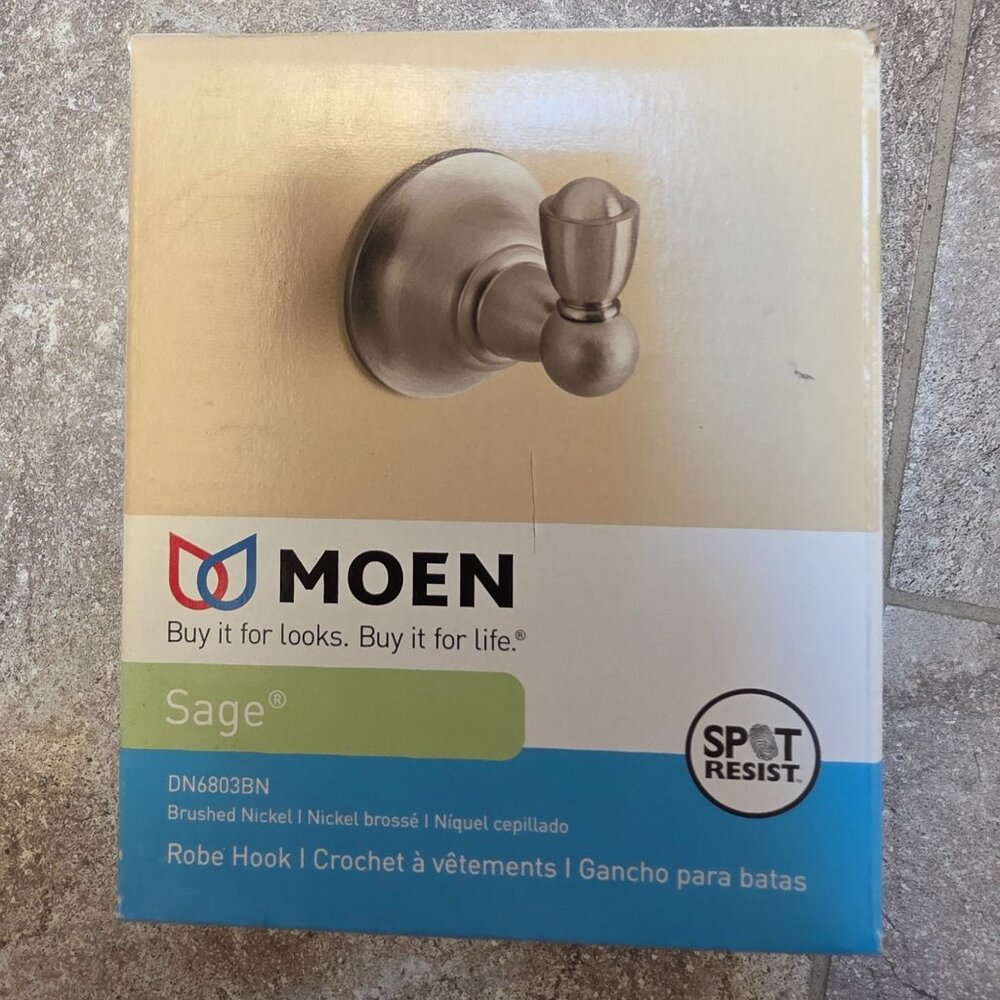 Moen Sage Brushed Nickel Robe Hook DN6803BN NEW